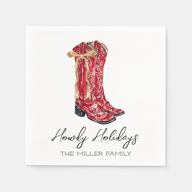 Serviette En Papier Howdy Holidays Cowgirl (Devant)