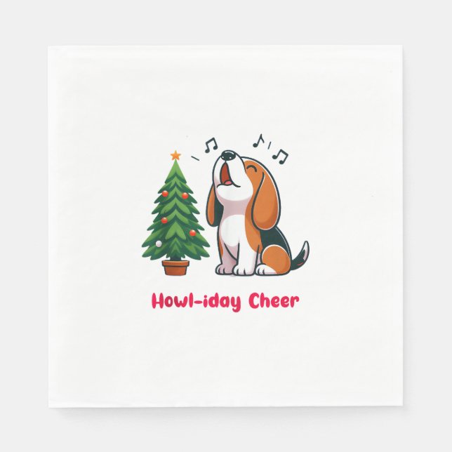 Serviette En Papier Howl-iday Cheer Beagle Avec Un Design D'Arbre De N (Devant)