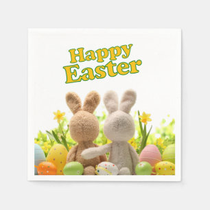 Serviette En Papier Hugging Bunnies - Bonne Pâques