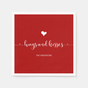 Serviette En Papier Hugs et baisers Papier de la Saint Valentin