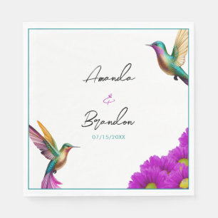 Serviette En Papier Hummingbirds colorés Purple Daisies Mariage