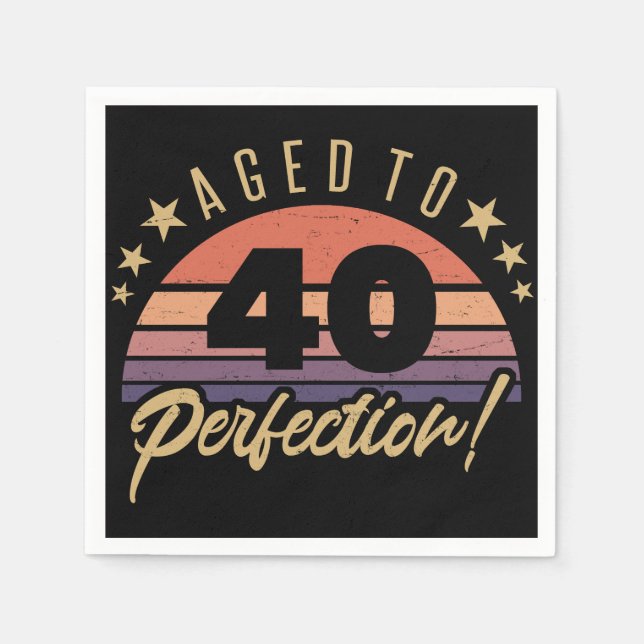 Serviette En Papier Humour d'anniversaire Retro 40th (Devant)