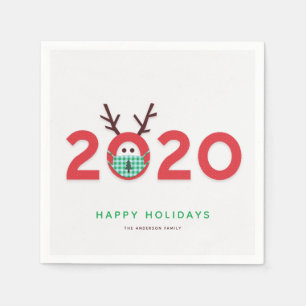 Serviette En Papier Humour de vacances Mask Up Reindeer 2020