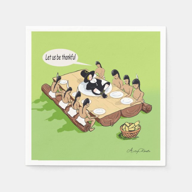 Serviette En Papier Humour foncé drôle Amérindien Thanksgiving (Devant)
