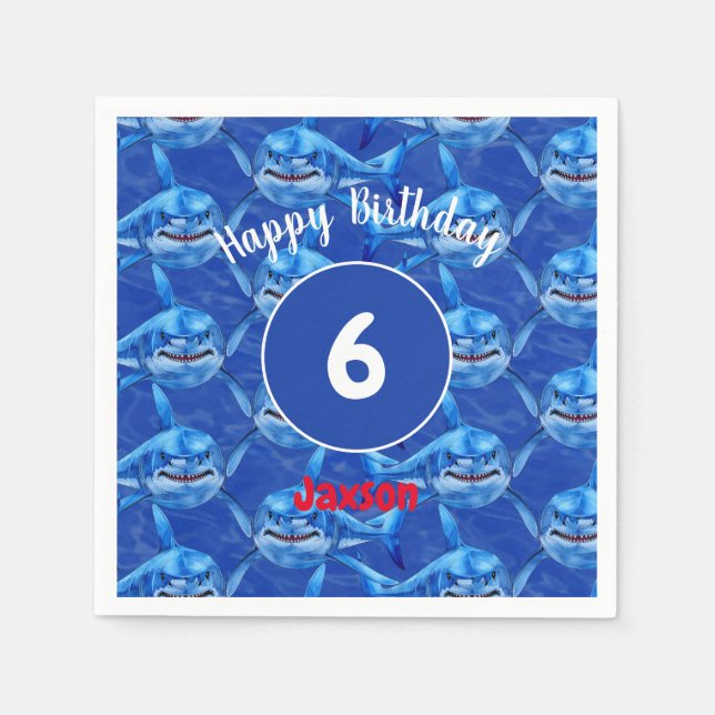 Serviette En Papier Hungry Sharks  (Devant)