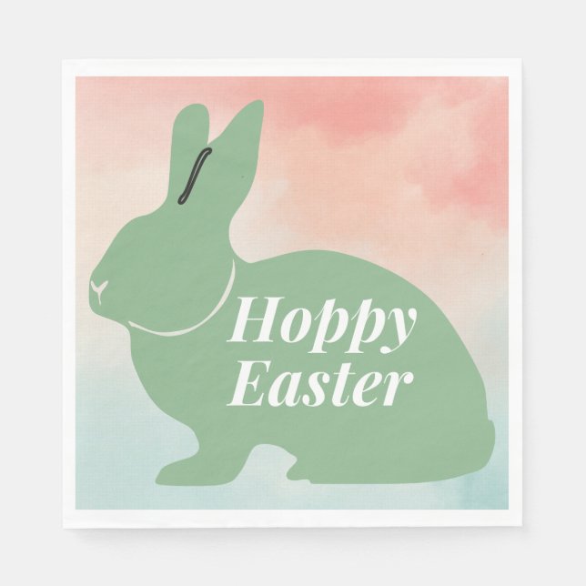 Serviette En Papier Huppée Easter Bunny Aquarelle Design (Devant)
