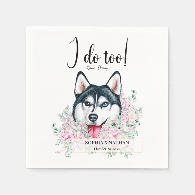 Serviette En Papier Husky Chien Mariage Cocktail Napkins (Devant)