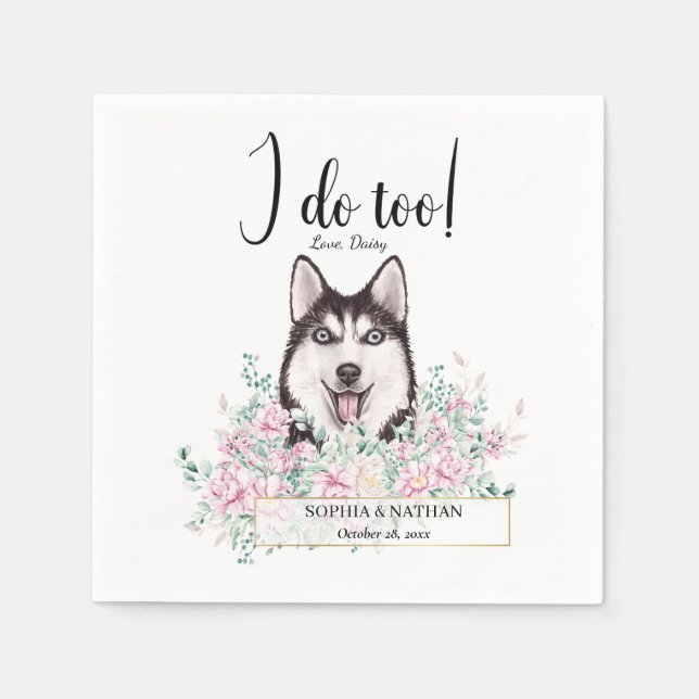Serviette En Papier Husky Chien Mariage Cocktail Napkins (Devant)