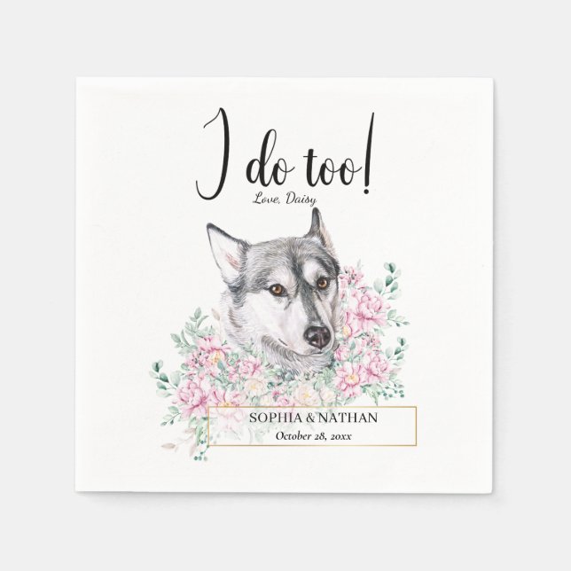 Serviette En Papier Husky Chien Mariage Cocktail Napkins (Devant)