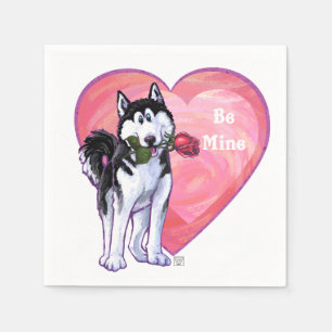 Serviette En Papier Husky Valentine's Day