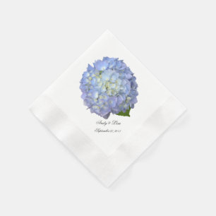 Serviette En Papier Hydrangea Bleu de Mariage Personnalisé