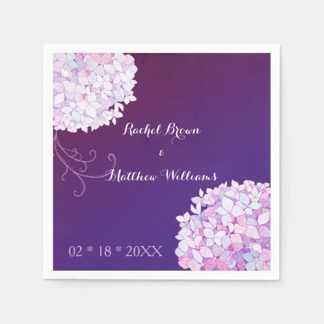 Serviette En Papier Hydrangea Blooms Plum Mariage (Devant)
