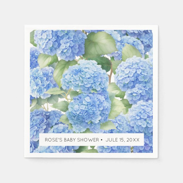 Serviette En Papier Hydrangea Blue Flowers C'est un Baby shower garçon (Devant)