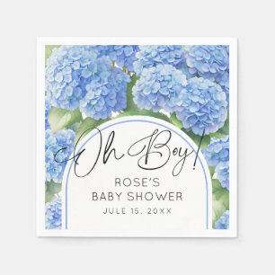 Serviette En Papier Hydrangea Blue Flowers Oh Baby shower garçon