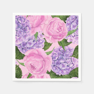 Serviette En Papier Hydrangea et motif de pivoine
