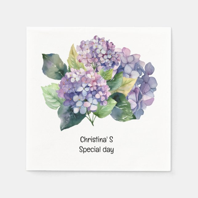 Serviette En Papier Hydrangea fleurs flore fleuriste amant aquarelle (Devant)