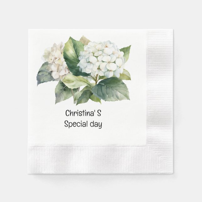 Serviette En Papier Hydrangea fleurs flore fleuriste amant aquarelle (Devant)