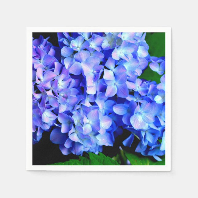 Serviette En Papier Hydrangea florale magenta bleu violet élégant (Devant)