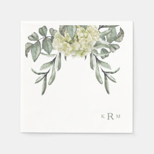Serviette En Papier Hydrangea Foliage Sage Monogramme Cocktail Serviet