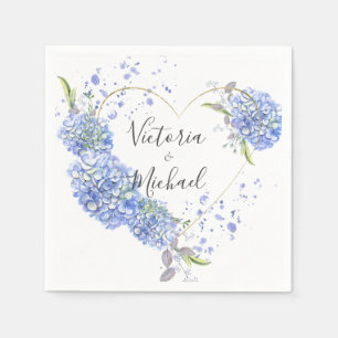 Serviette En Papier Hydrangea Gold Heart Mariage d'aquarelle