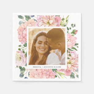 Serviette En Papier Hydrangea Rose Aquarelle rose Photo florale