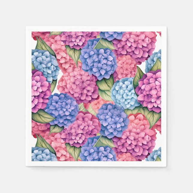 Serviette en papier Hydrangea rose, douche de mari (Devant)