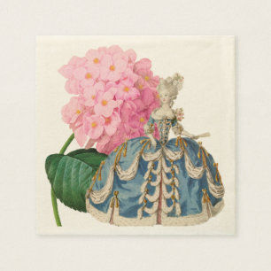 Serviette En Papier Hydrangea rose Marie Antoinette Ecru Napkin