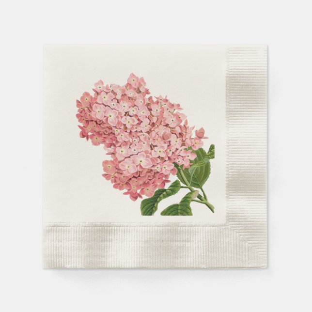Serviette En Papier Hydrangea Rose Vintage, Sur mesure (Devant)