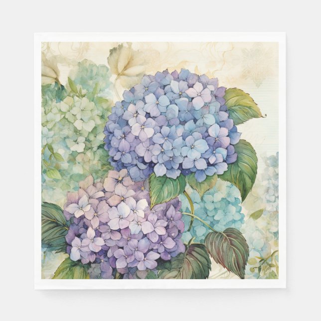 Serviette En Papier Hydrangeas colorés  (Devant)