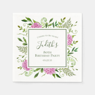 Serviette En Papier Hydrangeas roses pour 80e anniversaire