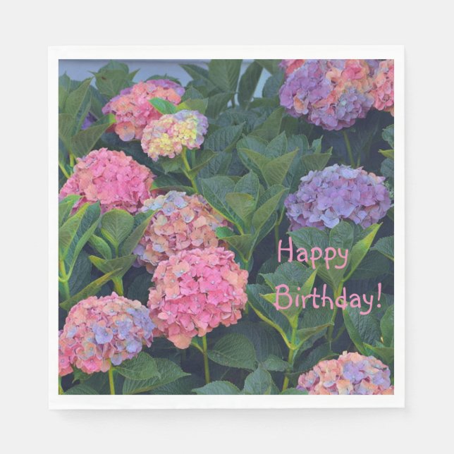 Serviette En Papier Hydrangées colorées (Devant)
