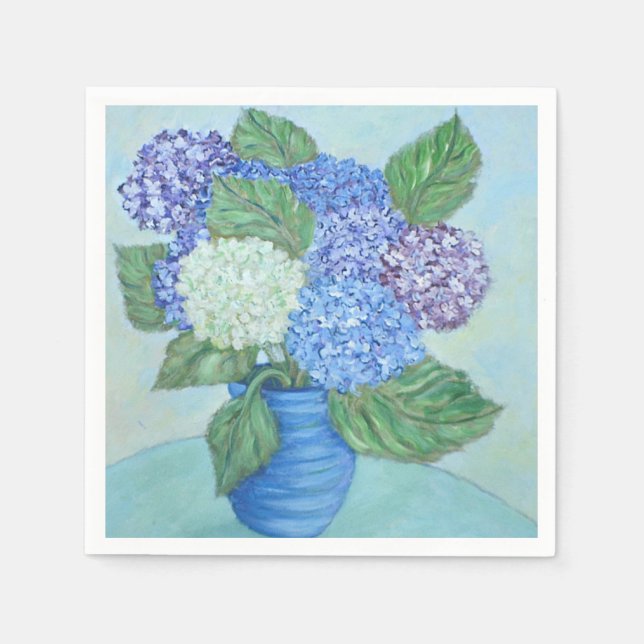 Serviette En Papier Hydrangées Douces Dans Un Vase Serviettes (Devant)