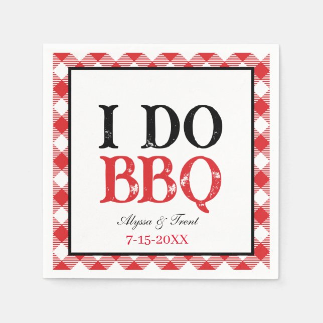 Serviette En Papier I DO BBBQ Red En vichy Barbeque Papier Napkin (Devant)