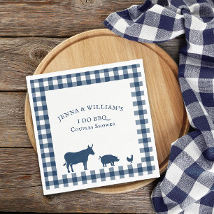 Serviette En Papier I Do BBQ Vintage Ferme Marine Blue Plaid