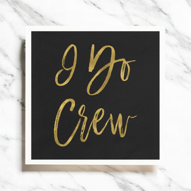 Serviette En Papier I Do Crew Faux Gold Foil et Black avec coeur (Créateur téléchargé)