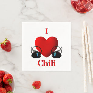 Serviette En Papier I Heart Chili