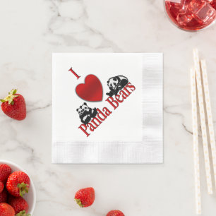 Serviette En Papier I Heart Panda Bears