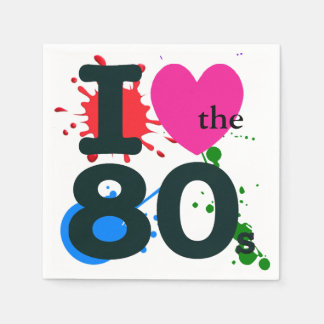 Serviette En Papier I Heart the 80s Cocktail Napkin