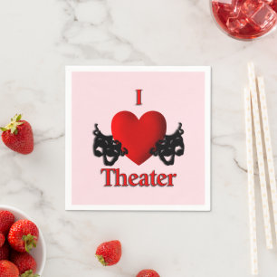 Serviette En Papier I Heart Theater Pink