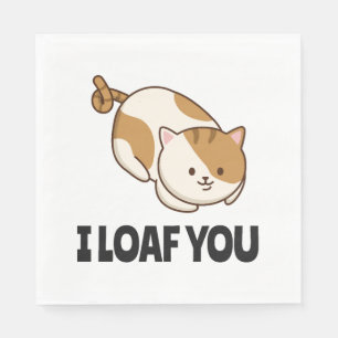 Serviette En Papier I Loaf You Funny Amoureux des chats Cadeau Maman P