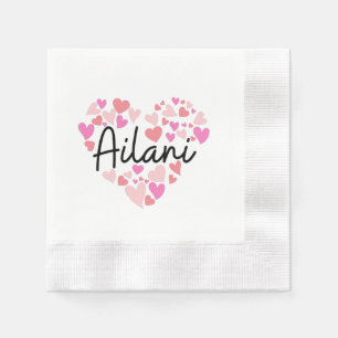 Serviette En Papier I love Ailani - hearts for Ailani