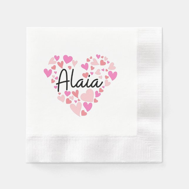 Serviette En Papier I love Alaia - hearts for Alaia (Devant)