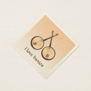Serviette En Papier I Love Banjos Instruments de musique Papier Napkin
