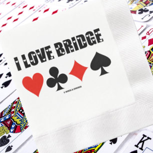 Serviette En Papier I Love Bridge Quatre combinaisons de cartes