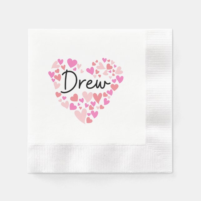 Serviette En Papier I love Drew - coeurs pour Drew (Devant)