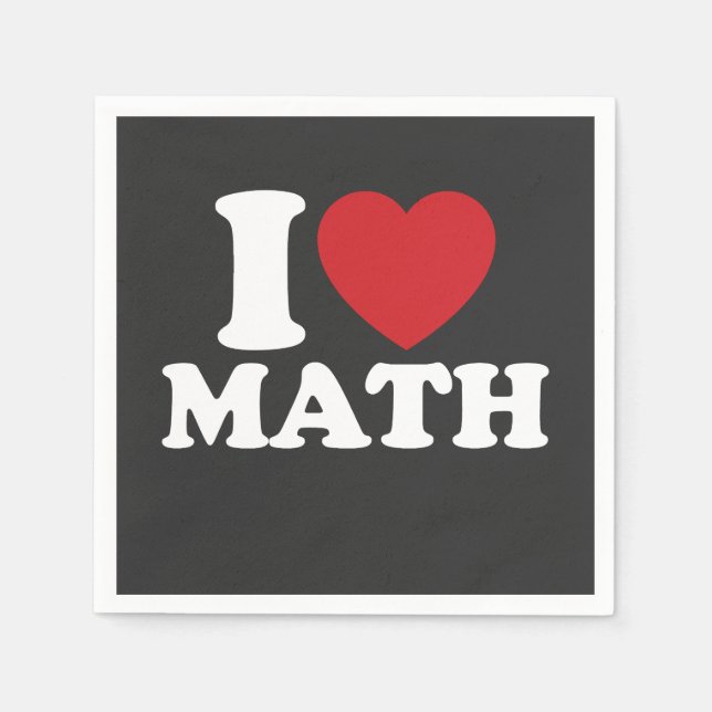 Serviette En Papier I Love Math I Heart Super Retro (Devant)
