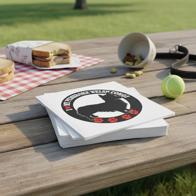 Serviette En Papier I Love My Pembroke Welsh Corgi Napkins (Créateur téléchargé)