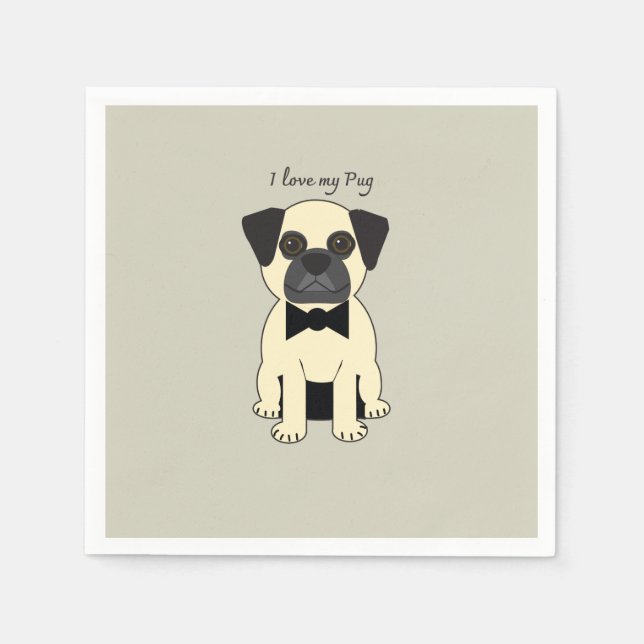 Serviette En Papier I Love My Pug (Devant)