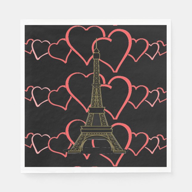 Serviette En Papier I Love Paris, French Theme Party Papier serviettes (Devant)