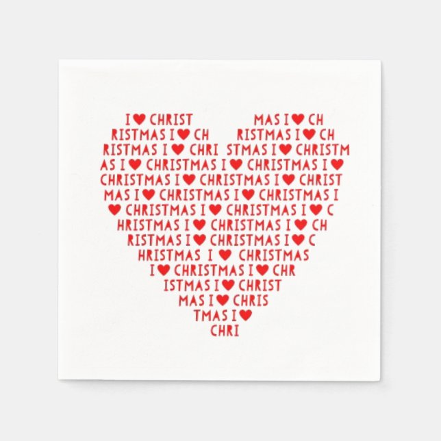 Serviette En Papier I Love Red Heart Noël Christ Napkins (Devant)
